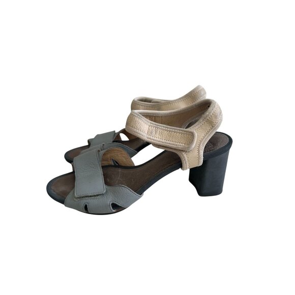 CAMPER Blue Tan Ankle Strap Sandals Heels Size 39 / US 9 - Picture 3 of 9